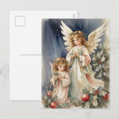 Feestelijke Kerst waterverf Angels Feestdagenkaart (Voorkant / Achterkant)