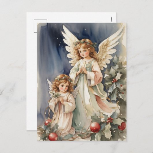 Feestelijke Kerst waterverf Angels Feestdagenkaart (Voorkant / Achterkant)