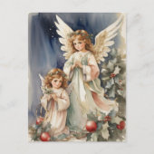 Feestelijke Kerst waterverf Angels Feestdagenkaart (Voorkant)