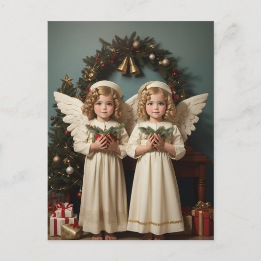 Feestelijke Kerst waterverf Angels Vakantie Feestdagenkaart (Voorkant)