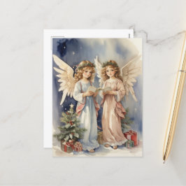 Feestelijke Kerst waterverf Angels Vakantie Feestdagenkaart
