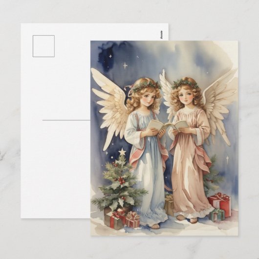 Feestelijke Kerst waterverf Angels Vakantie Feestdagenkaart (Voorkant / Achterkant)