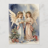 Feestelijke Kerst waterverf Angels Vakantie Feestdagenkaart (Voorkant)