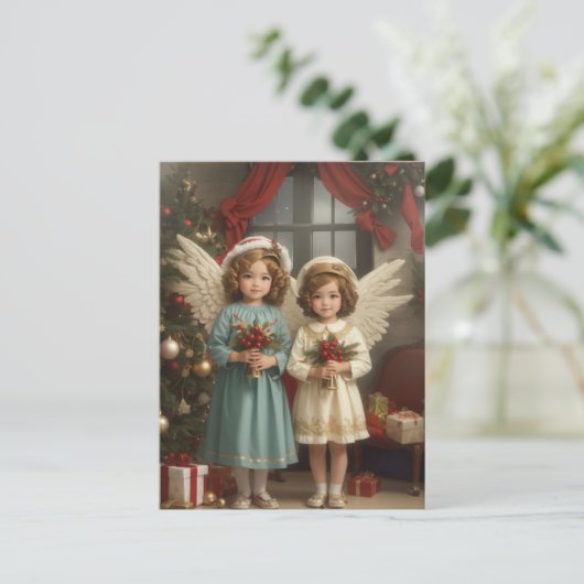Feestelijke Kerst waterverf Angels Vakantie Feestdagenkaart (Staand voorkant)