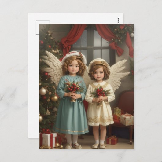 Feestelijke Kerst waterverf Angels Vakantie Feestdagenkaart (Voorkant / Achterkant)