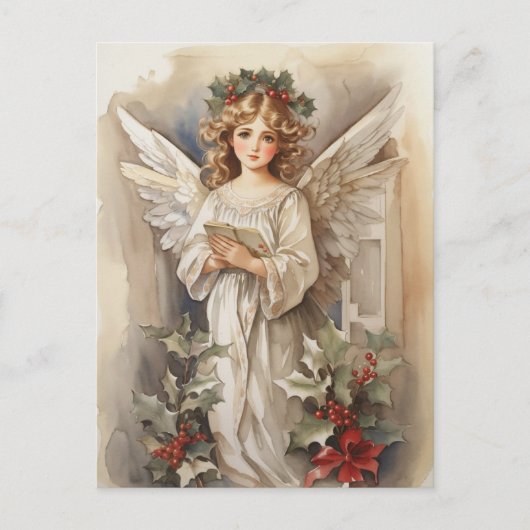 Feestelijke Kerst waterverf Angels Vakantie Feestdagenkaart (Voorkant)