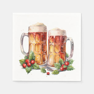 Feestelijke kerst waterverf bier drink servet