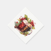 Feestelijke kerst waterverf bier drink servet (Hoek)