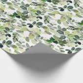 Feestelijke Kerst Waterverf Bladgroen Cadeaupapier (Hoek)