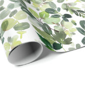 Feestelijke Kerst Waterverf Bladgroen Cadeaupapier (Rol Hoek)