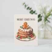 Feestelijke kerst waterverf cake tekst toevoegen briefkaart (Staand voorkant)