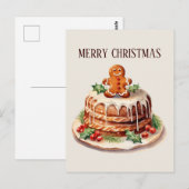 Feestelijke kerst waterverf cake tekst toevoegen briefkaart (Voorkant / Achterkant)