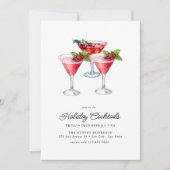 Feestelijke Kerst Waterverf Cocktail Party Invi Kaart (Voorkant)