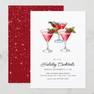 Feestelijke Kerst Waterverf Cocktail Party Invi Kaart
