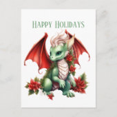 Feestelijke Kerst waterverf drakenfantasie Feestdagenkaart (Voorkant)