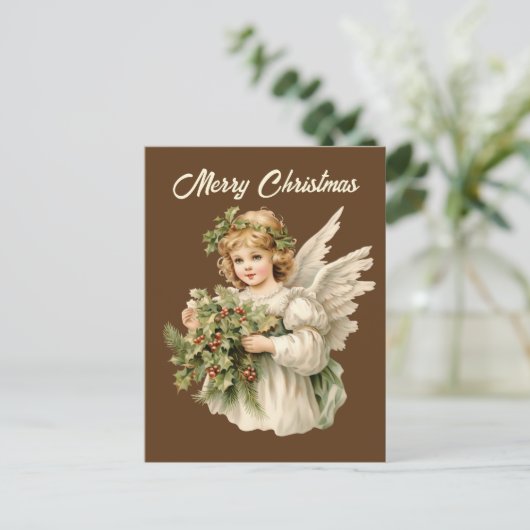 Feestelijke Kerst waterverf Engel Feestdagenkaart (Staand voorkant)