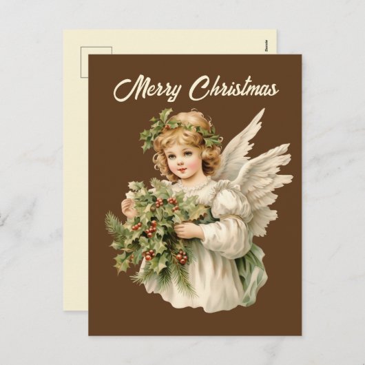 Feestelijke Kerst waterverf Engel Feestdagenkaart (Voorkant / Achterkant)