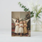 Feestelijke Kerst waterverf engelen Vakantie  Feestdagenkaart (Staand voorkant)