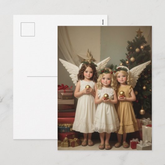 Feestelijke Kerst waterverf engelen Vakantie  Feestdagenkaart (Voorkant / Achterkant)