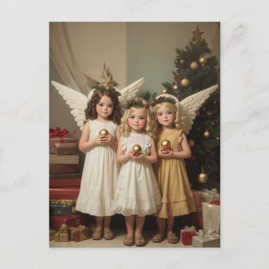 Feestelijke Kerst waterverf engelen Vakantie  Feestdagenkaart (Voorkant)