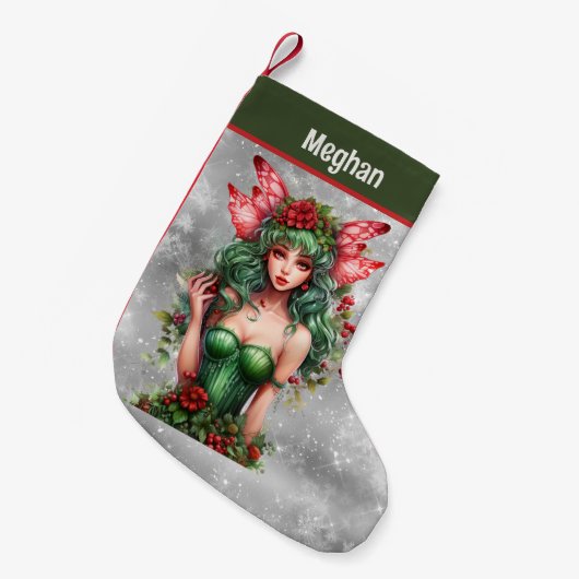 feestelijke kerst waterverf fee voeg naam toe kleine kerstsok (Voorkant (Hangend))