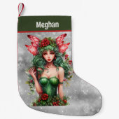 feestelijke kerst waterverf fee voeg naam toe kleine kerstsok (Voorkant)