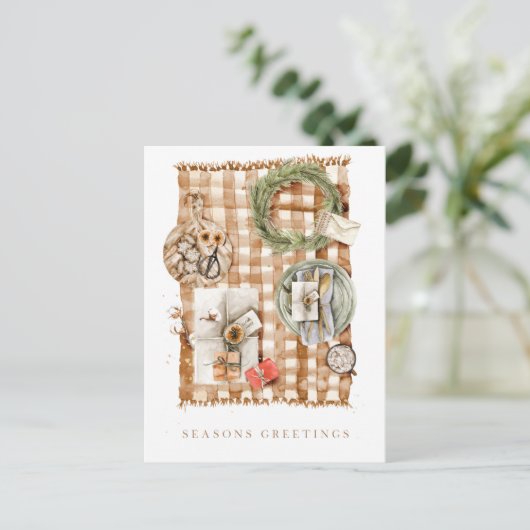 Feestelijke kerst waterverf feestdagenkaart (Staand voorkant)