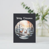 Feestelijke kerst waterverf herten feestdagenkaart (Staand voorkant)