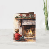 Feestelijke kerst waterverf jongen tekst toevoegen feestdagen kaart (Voorkant)