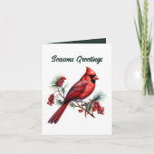 Feestelijke Kerst waterverf kardinaal tekst toevoe Feestdagen Kaart (Voorkant)