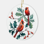 Feestelijke kerst waterverf kardinalen tekst toevo keramisch ornament (Links)