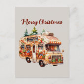 Feestelijke Kerst waterverf peperkoek camper Feestdagenkaart (Voorkant)