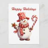 Feestelijke Kerst waterverf pepermunt sneeuwpop Feestdagenkaart (Voorkant)