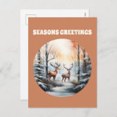 feestelijke kerst waterverf rendieren tekst toevoe feestdagenkaart (Voorkant / Achterkant)