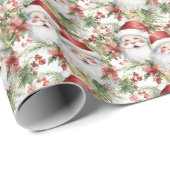 Feestelijke Kerst waterverf Santa Cadeaupapier (Rol Hoek)