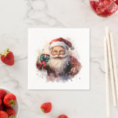 Feestelijke Kerst waterverf Santa drink servet (Insitu)