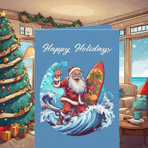 Feestelijke Kerst waterverf Santa strand Kaart