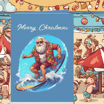 Feestelijke Kerst waterverf Santa strand Kaart<br><div class="desc">Feestelijke Kerst waterverf Santa strand Kaart</div>