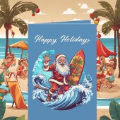 Feestelijke Kerst waterverf Santa strand Kaart