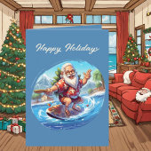 Feestelijke Kerst waterverf Santa strand Kaart