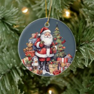feestelijke kerst Waterverf Santa tekst toevoegen Keramisch Ornament