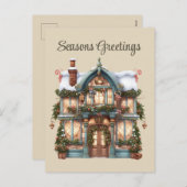 Feestelijke Kerst waterverf shop tekst toevoegen V Feestdagenkaart (Voorkant / Achterkant)