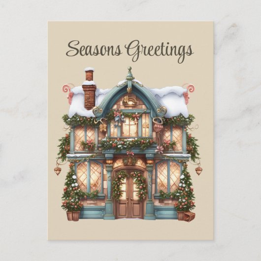 Feestelijke Kerst waterverf shop tekst toevoegen V Feestdagenkaart (Voorkant)