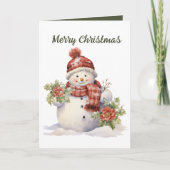 Feestelijke Kerst waterverf sneeuwman Kaart (Voorkant)