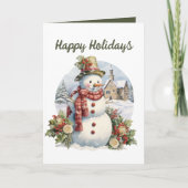 Feestelijke Kerst waterverf sneeuwman Kaart (Voorkant)