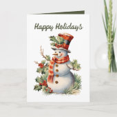 Feestelijke Kerst waterverf sneeuwman Kaart (Voorkant)