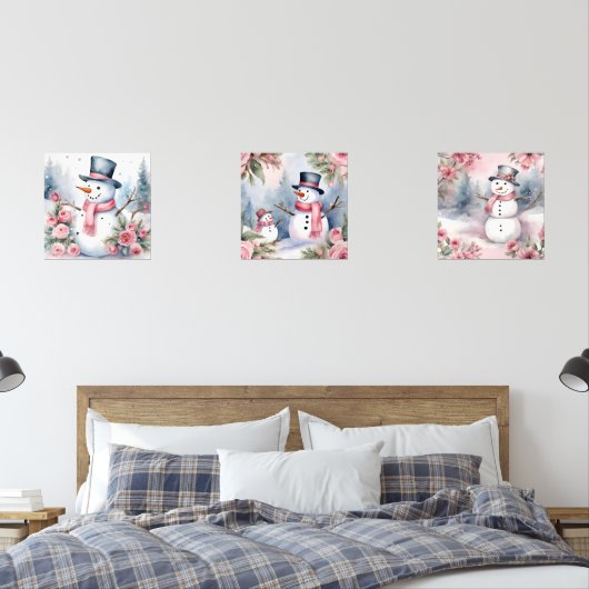 Feestelijke Kerst waterverf Sneeuwman Muurkunst Sets (Slaapkamer)