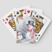 Feestelijke Kerst waterverf sneeuwman Pokerkaarten (Achterkant)