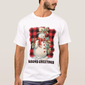 Feestelijke Kerst waterverf sneeuwman T-shirt (Voorkant)