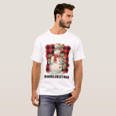 Feestelijke Kerst waterverf sneeuwman T-shirt (Voorkant volledig)